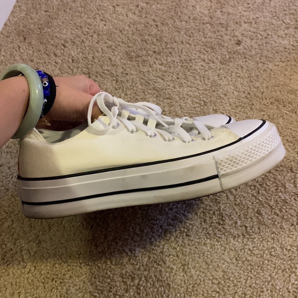 Cream/white platform converse - Picture 3 of 4